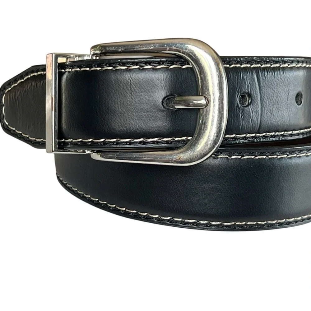 Wrangler Kids Black Leather Classic Casual Unisex Belt Silver Hardware